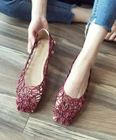 Mulberry Hollow Out Walking Sandalen Kunstleder Art Splicing